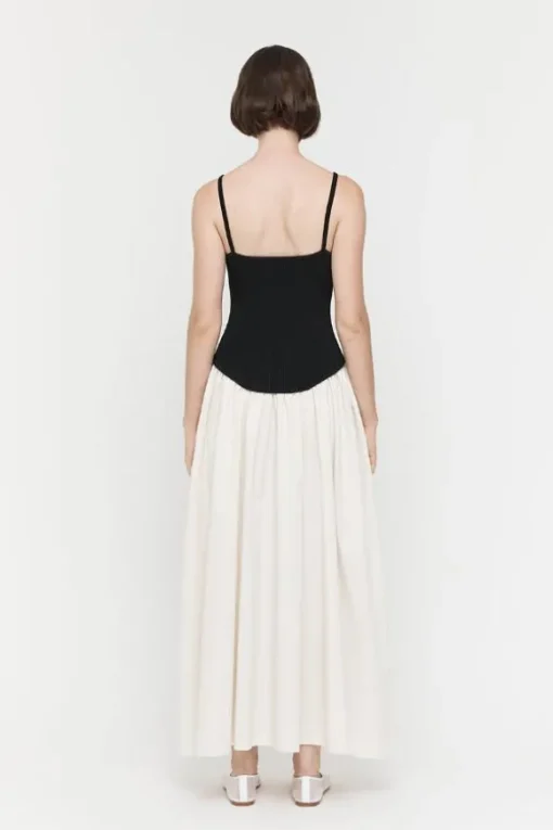 Olga Contrast Knit Full Dress Black/White