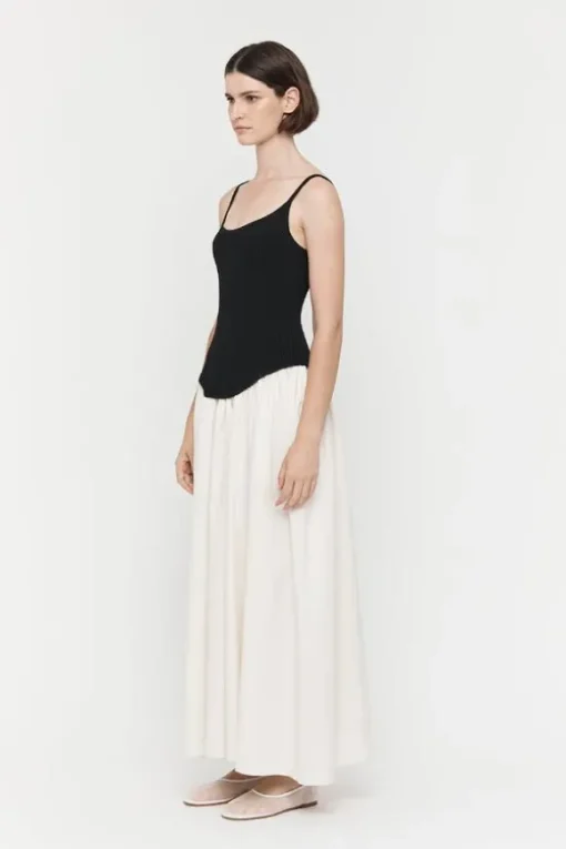 Olga Contrast Knit Full Dress Black/White