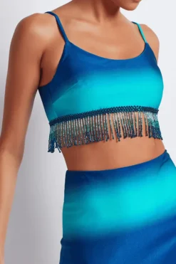 Ombre Beaded Cropped Top High Tide