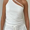 One Shoulder Strap Tank White