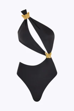Orbit Butterfly Cut-Out Swimsuit Black