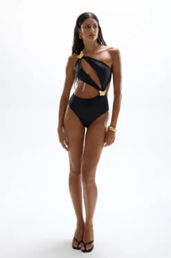 Orbit Butterfly Cut-Out Swimsuit Black