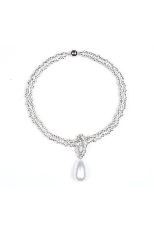 Pearl Drop Necklace Silver