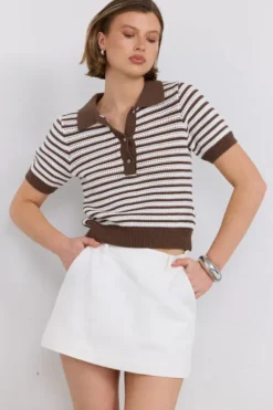 Petra Polo Knit Taupe/Cream