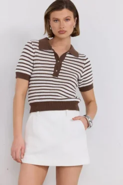 Petra Polo Knit Taupe/Cream