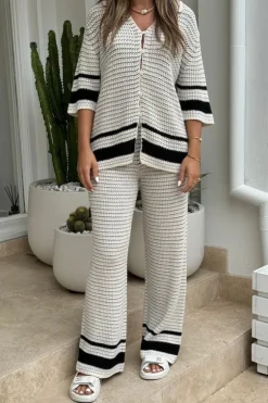 Reef Knit Pant Cream Black