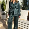 Relaxed Silk Boy Pant Green