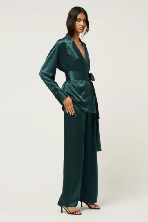 Relaxed Silk Boy Pant Green