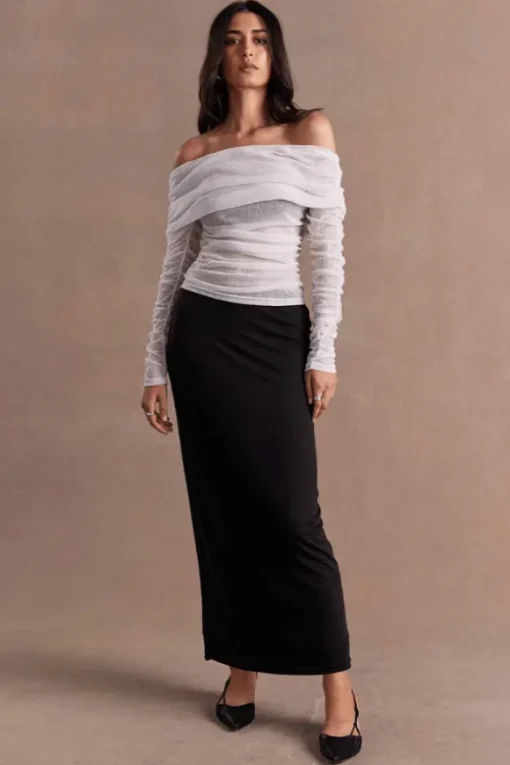 Rise Mesh Long Sleeve Dress Black/Chalk