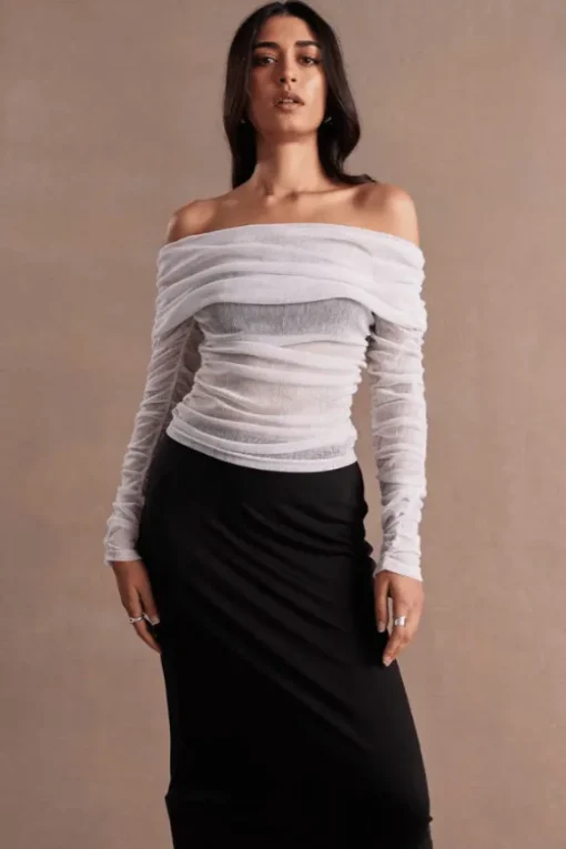 Rise Mesh Long Sleeve Dress Black/Chalk