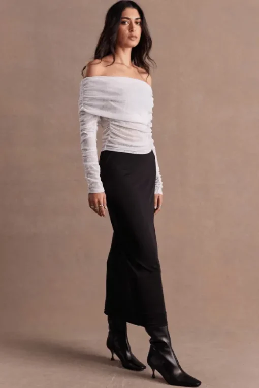 Rise Mesh Long Sleeve Dress Black/Chalk