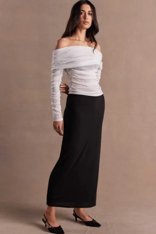 Rise Mesh Long Sleeve Dress Black/Chalk
