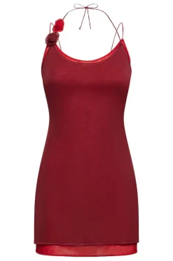 Rose Mini Dress Merlot Red