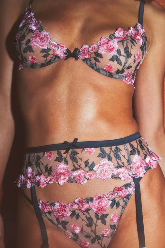 Roses and Thorns Demi Bra Black