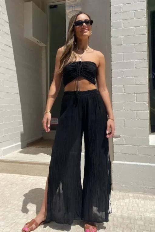 Ruched Tube Top Black