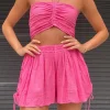 Ruched Tube Top Pink