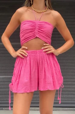 Ruched Tube Top Pink