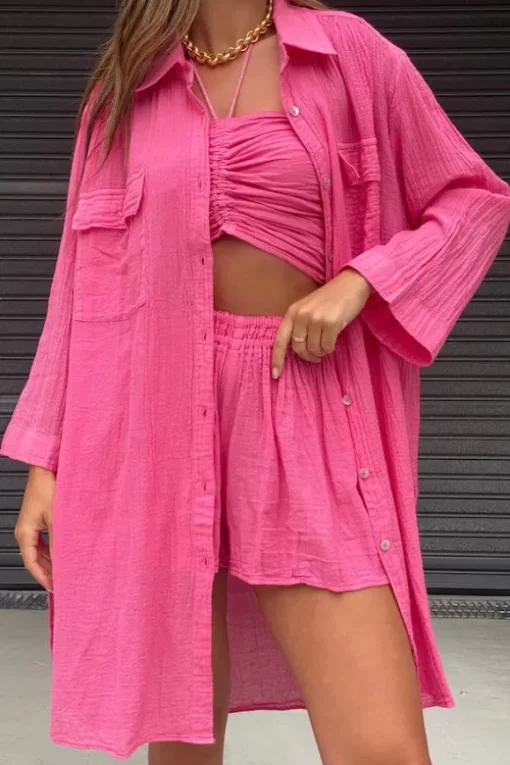 Ruched Tube Top Pink