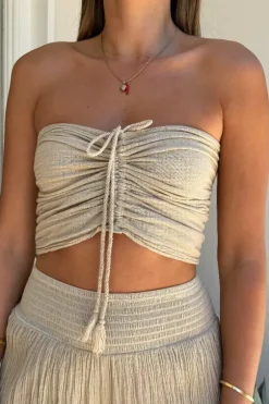 Ruched Tube Top Sand