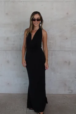 Saint Plunge Maxi Dress Black