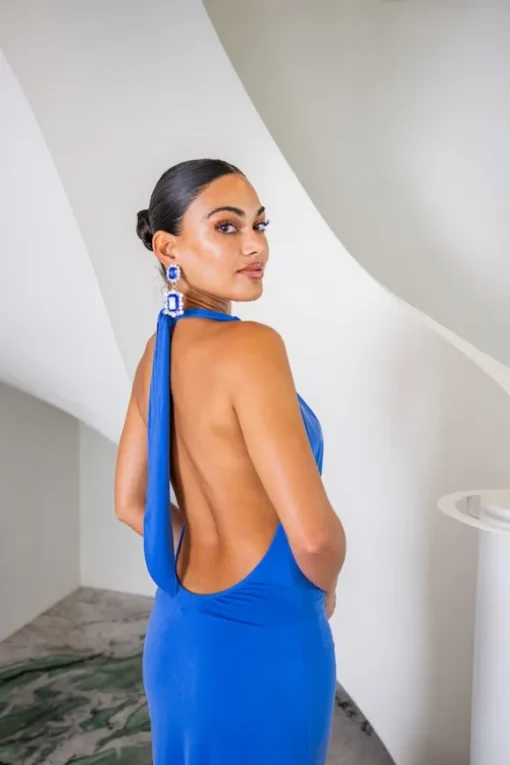 Saint Plunge Maxi Dress Sapphire
