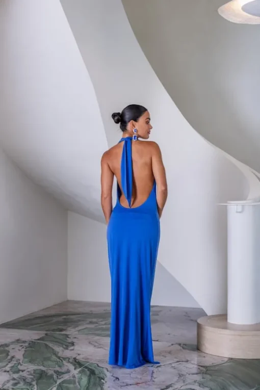 Saint Plunge Maxi Dress Sapphire