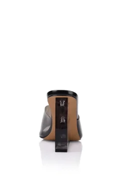 Sara Wedge Lucite u0026 Black Leather