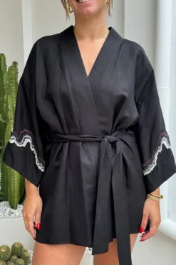 Serene Kimono Dress Black