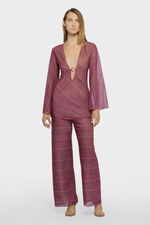 Shiny Stripes O Kaftan Red