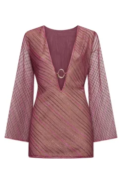 Shiny Stripes O Kaftan Red