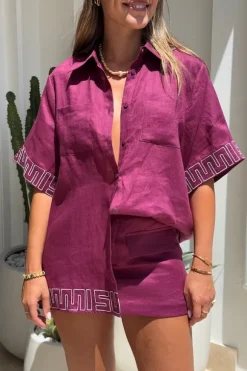 Sig Linen Shirt Plum