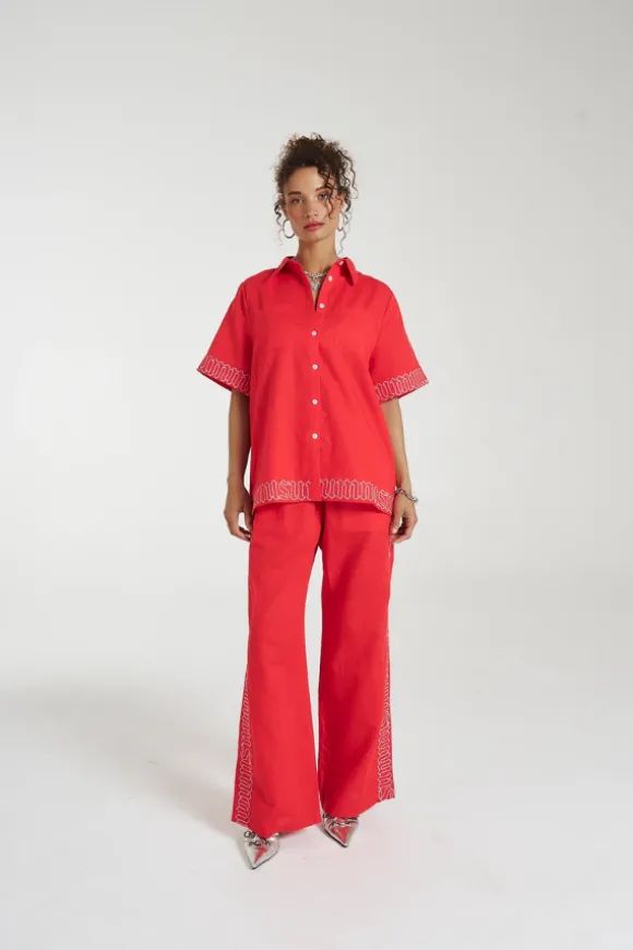 Sig Linen Shirt Scarlet Summi