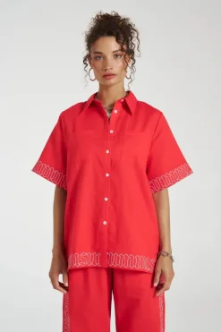 Sig Linen Shirt Scarlet Summi