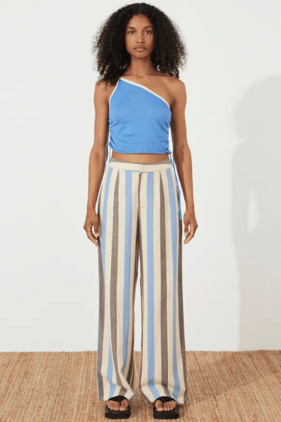 Sky Contrast Knit Crop Top Sky
