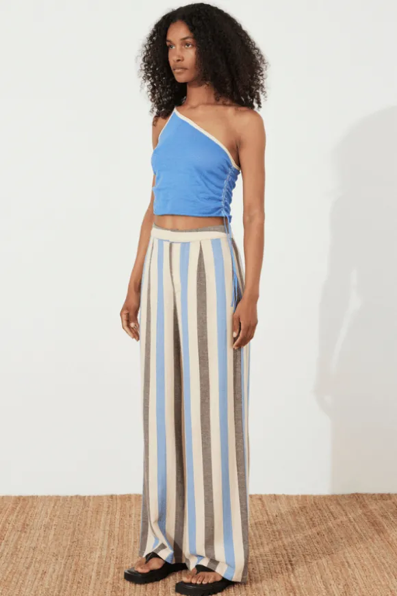Sky Contrast Knit Crop Top Sky