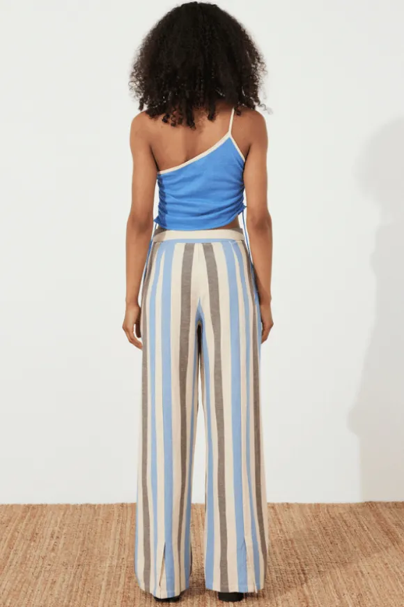 Sky Contrast Knit Crop Top Sky