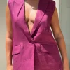 Sleeveless Blazer Plum