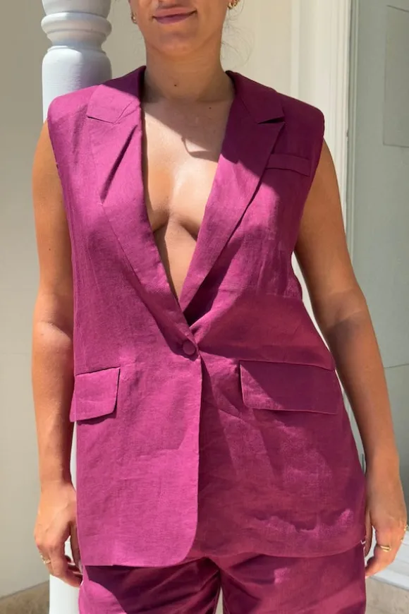 Sleeveless Blazer Plum