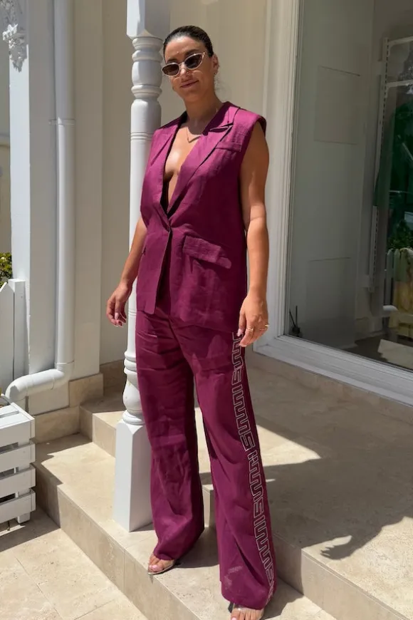 Sleeveless Blazer Plum