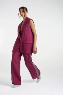 Sleeveless Blazer Plum