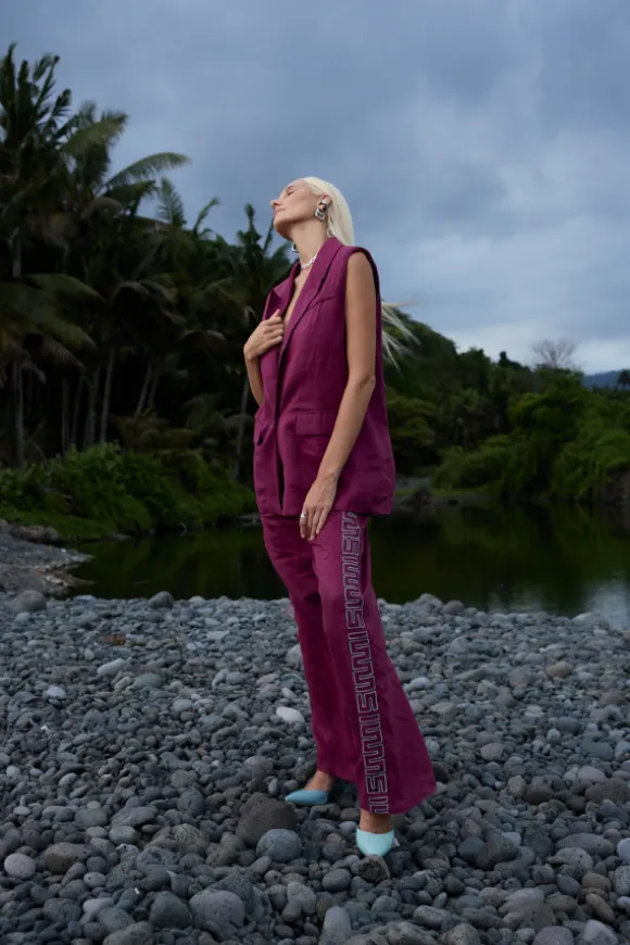 Sleeveless Blazer Plum