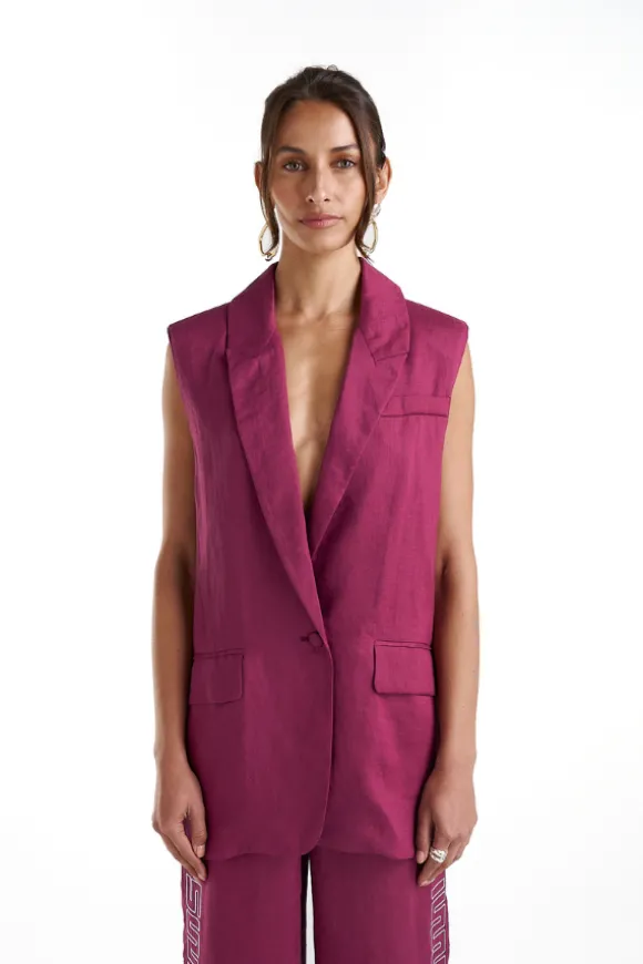 Sleeveless Blazer Plum