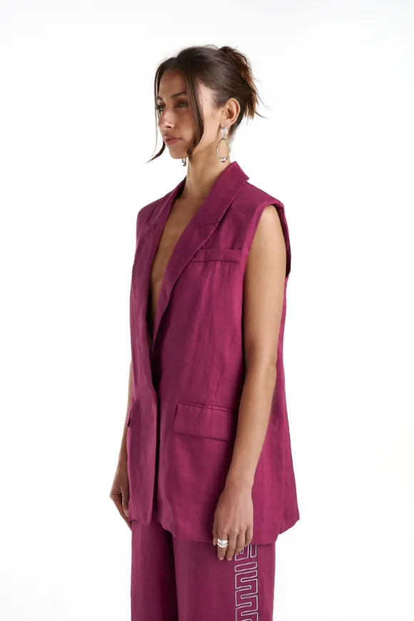 Sleeveless Blazer Plum