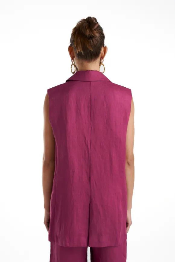 Sleeveless Blazer Plum