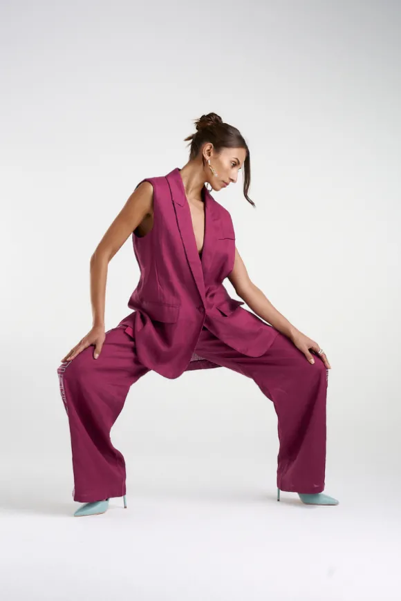 Sleeveless Blazer Plum