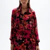Solace Button Up Shirt Hibiscus Pink