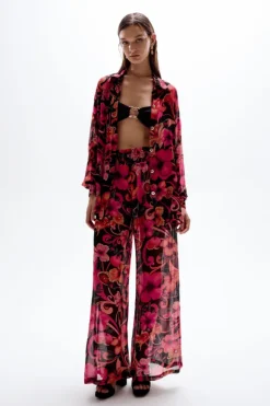 Solace Button Up Shirt Hibiscus Pink