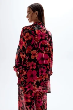 Solace Button Up Shirt Hibiscus Pink