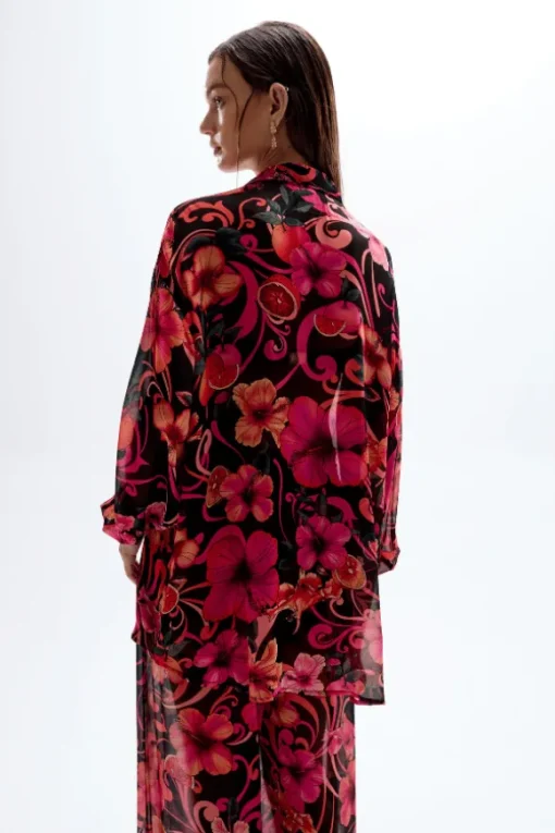 Solace Button Up Shirt Hibiscus Pink