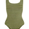 Square Neck Swim Metallic Moss/White